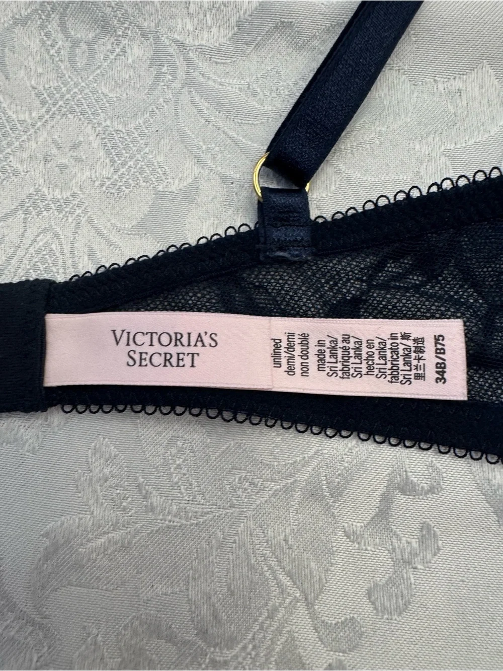 Victoria's Secret Very Sexy Unlined Demi Bra Size 34B Blue Lace Underwire Girly